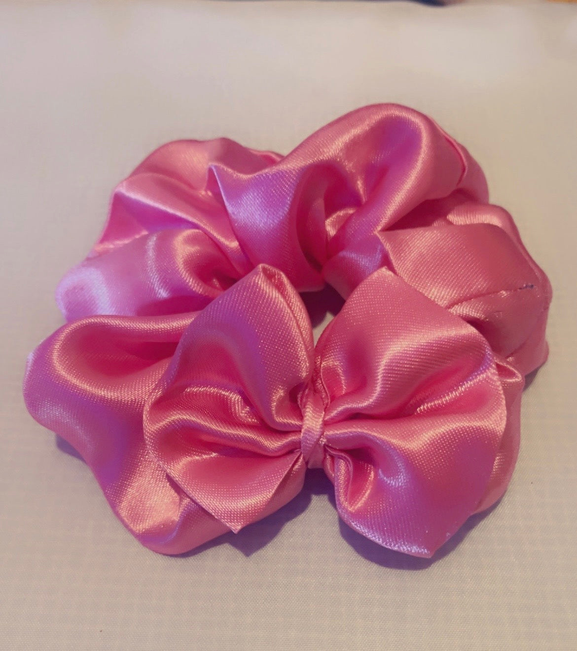 Pink bow scrunchie